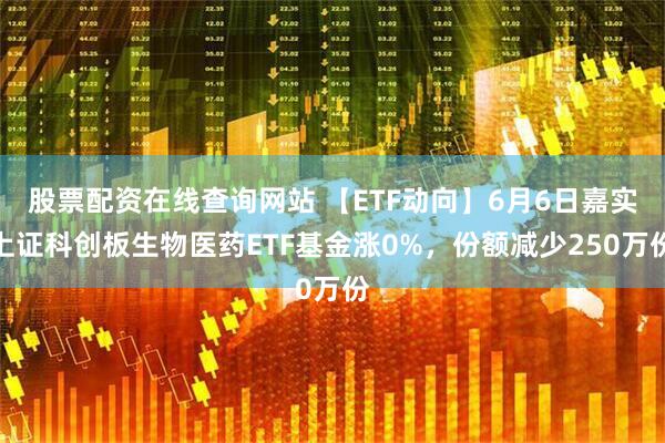 股票配资在线查询网站 【ETF动向】6月6日嘉实上证科创板生物医药ETF基金涨0%，份额减少250万份