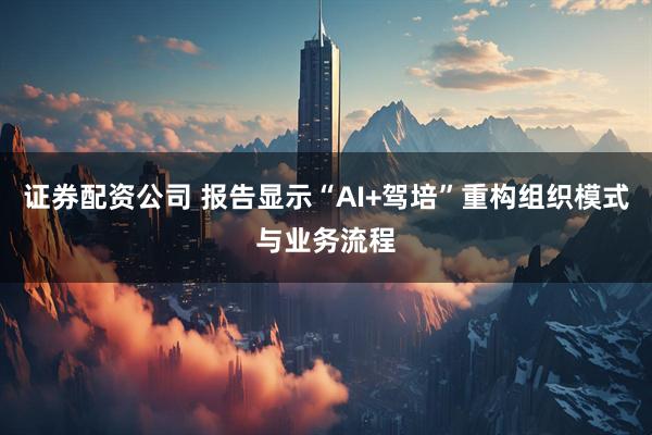 证券配资公司 报告显示“AI+驾培”重构组织模式与业务流程