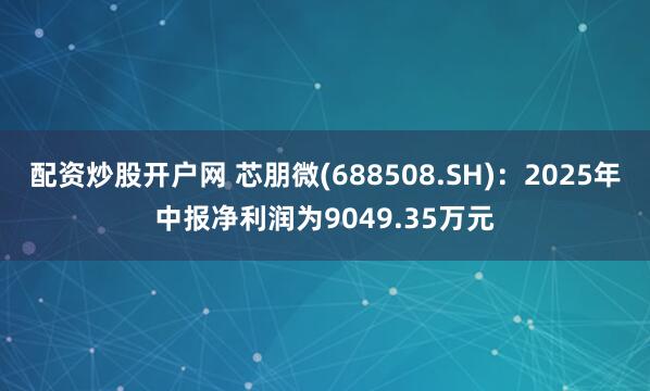 配资炒股开户网 芯朋微(688508.SH)：2025年中报净利润为9049.35万元